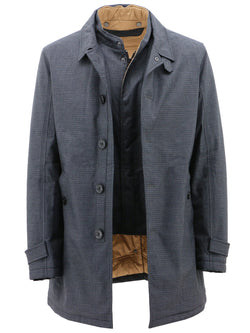 Boston Norwich Grey Microchecked Overcoat