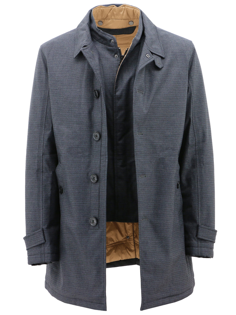 Boston Norwich Grey Microchecked Overcoat