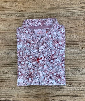 Brooksfield Flower Print Short Sleeve Casual Shirt