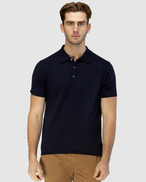 Short Sleeve Knit Polo With Collar