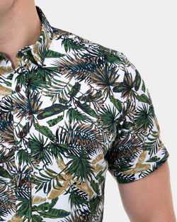 Brooksfield Leaf Print Short Sleeve Casual Shirt