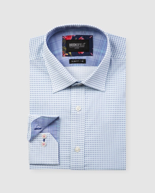 Luxe Two-Tone Diamond Print Business Shirt 1608
